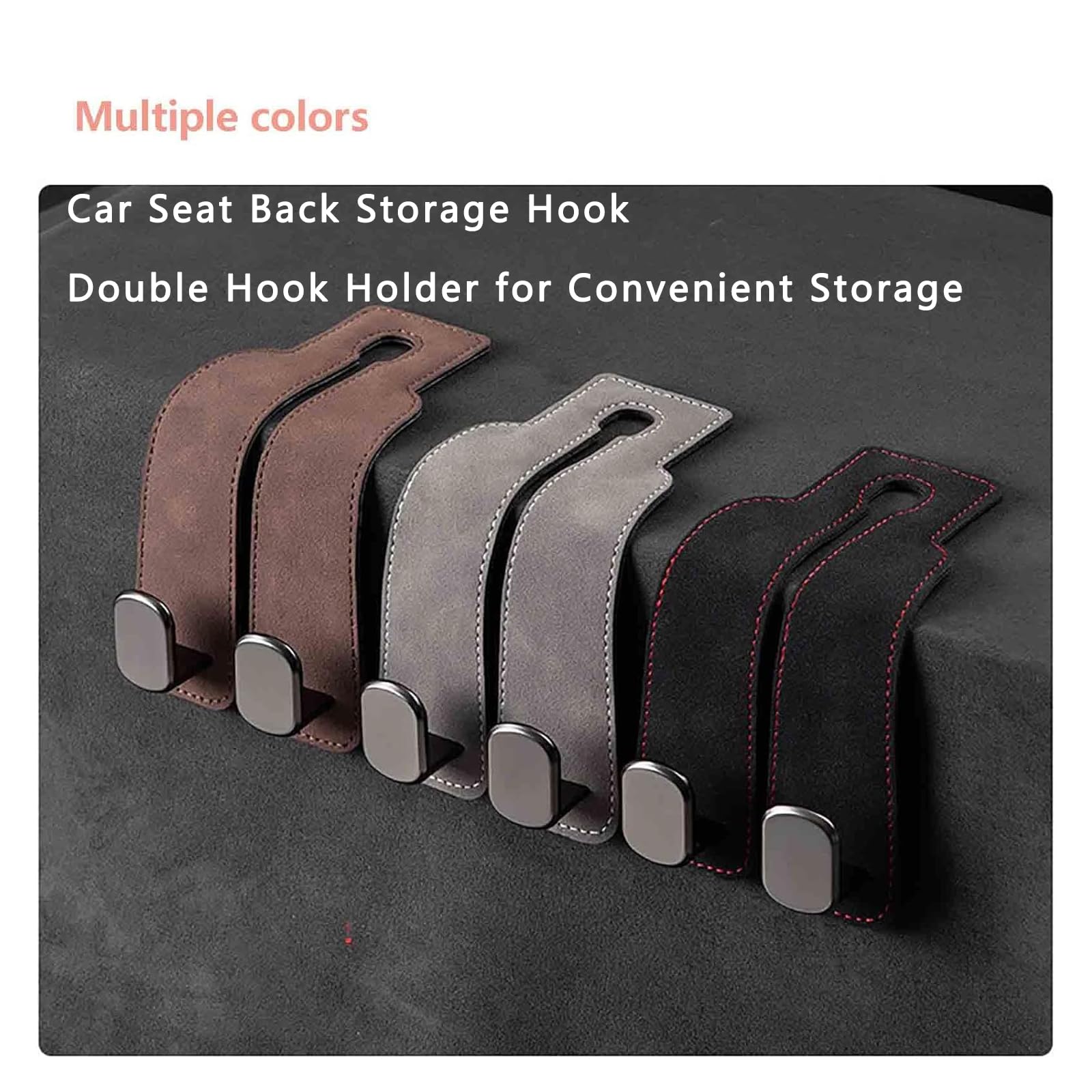 Tekiep Car Seat Hooks – Double Hook Holder For Headrest, Leather & Metal Construction, Fits Most Cars SUVs Trucks, Convenient Storage (Black)