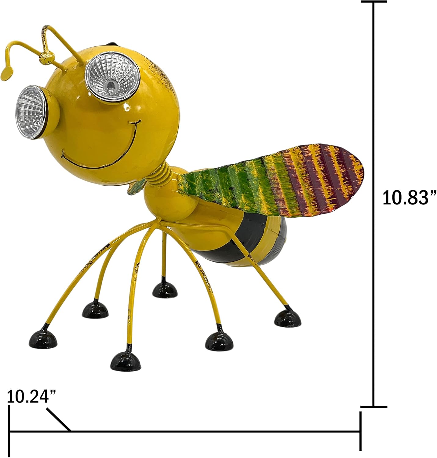 Galt International Yellow Bee Metal Garden Statue w/Solar LED Lights Yard, Patio, Lawn and Garden Decor and Ornament, Outdoor and Indoor Statue