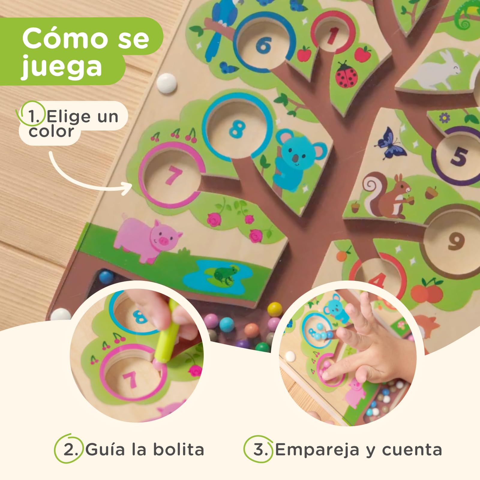 Nene Toys Laberinto Magnético de Colores y Números – Juego Montessori de Madera – Juguete Educativo de Motricidad Fina 2 3 4 5 Años – Tablero Magnético de Viaje – Regalo para Niños y Niñas