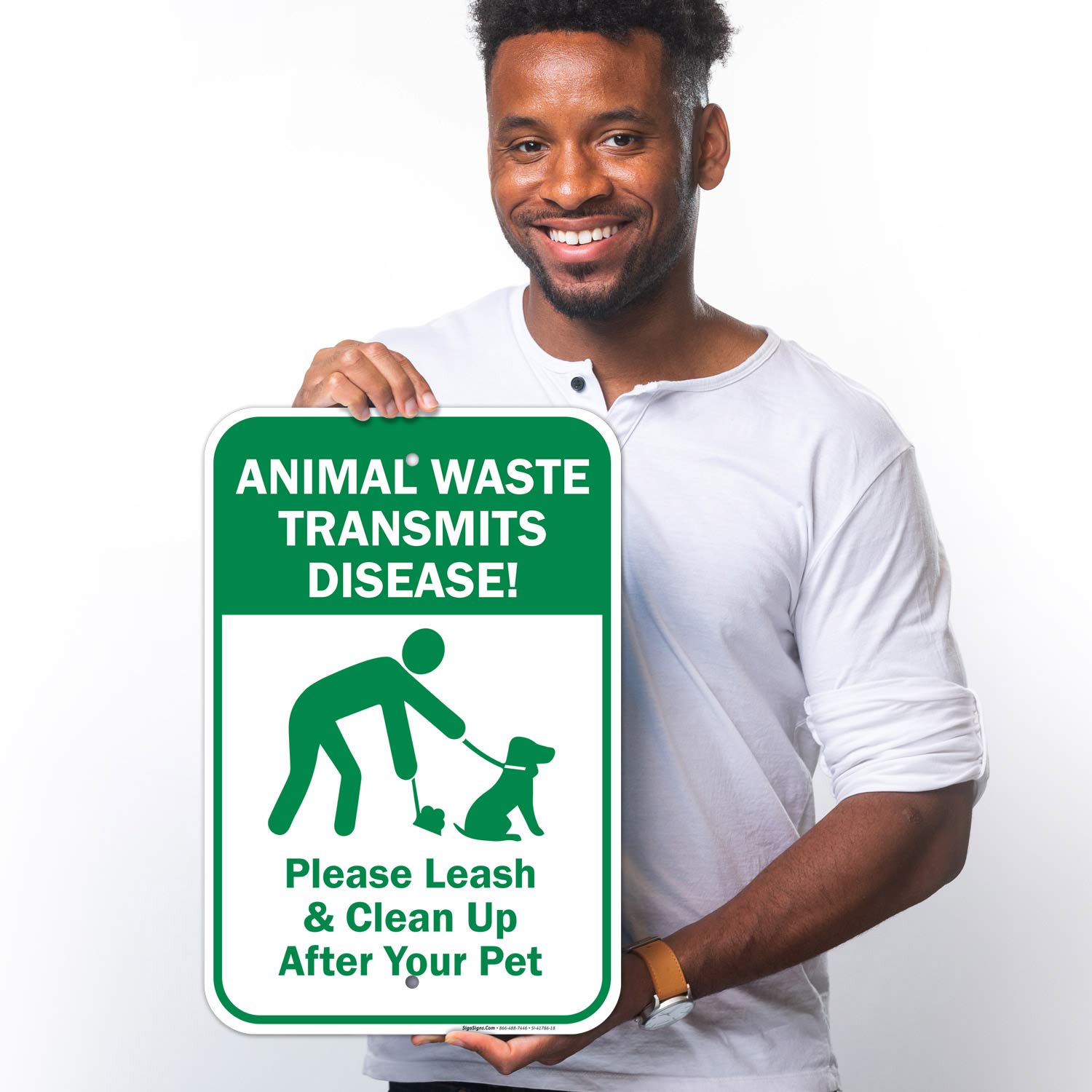 Animal Waste Transmits Disease! Sign, 12x18 Inches, Rust Free .063 Aluminum, Fade Resistant, Made in USA