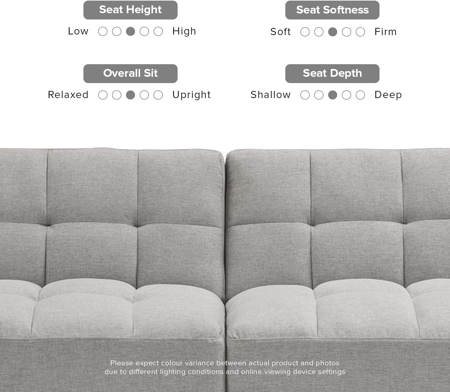 mopio Aaron 76.8" Couch, Small Futon Sofa Bed, Sleeper, Loveseat, Mid Century Modern Futon Couch, Sofa Cama, Couches for Living Room, Bedroom (Light Gray, Fabric)