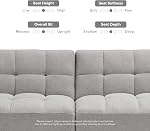 mopio Aaron Couch, Small Futon Sofa Bed, Sleeper Sofa, Mid Century Modern Futon Couch, Couches for Living Room, Bedroom (Light Gray Fabric)