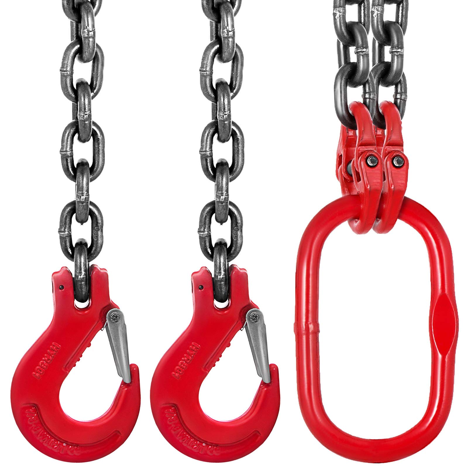 VEVOR Eslinga de cadena 8 mm 1,8 m doble patas ganchos acero capacidad 3 T grado 80 elevación