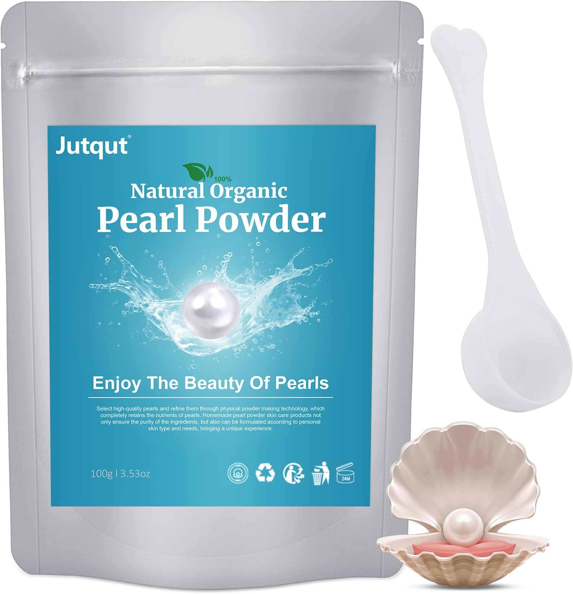 Freshwater Pearl Powder Organic, 100g100% Natural Pearl Powder,DIY Skincare —DIY Antioxidant, Deep Cleansing, Pore-Shrinking, Anti-Aging Mask