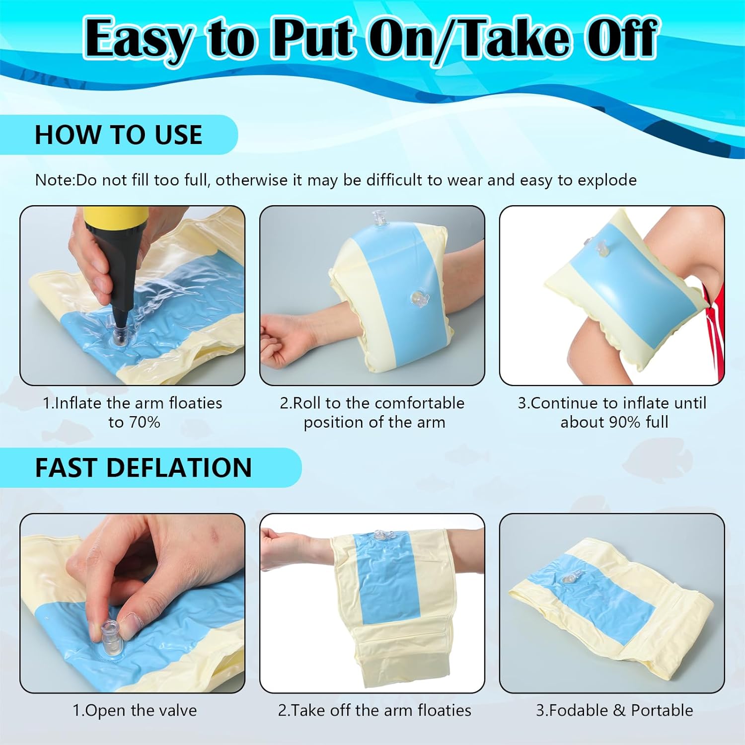 ShinyRelief 3 Pairs Arm Floaties Inflatable Arm Band PVC Striped Pool Floats Sleeves Swimming Float Rings for Men Women Water Sports Learning Training Summer for Beach Bachelorette Party