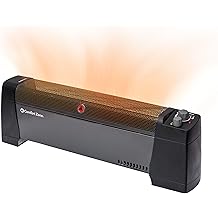 Comfort Zone 1500W Convection Baseboard Heater with Built-In Thermostat, Overheat & Tip-Over Protection, Dent-Proof Ends, Plug-In Portable, Ideal for Home, Bedroom & Office, Black