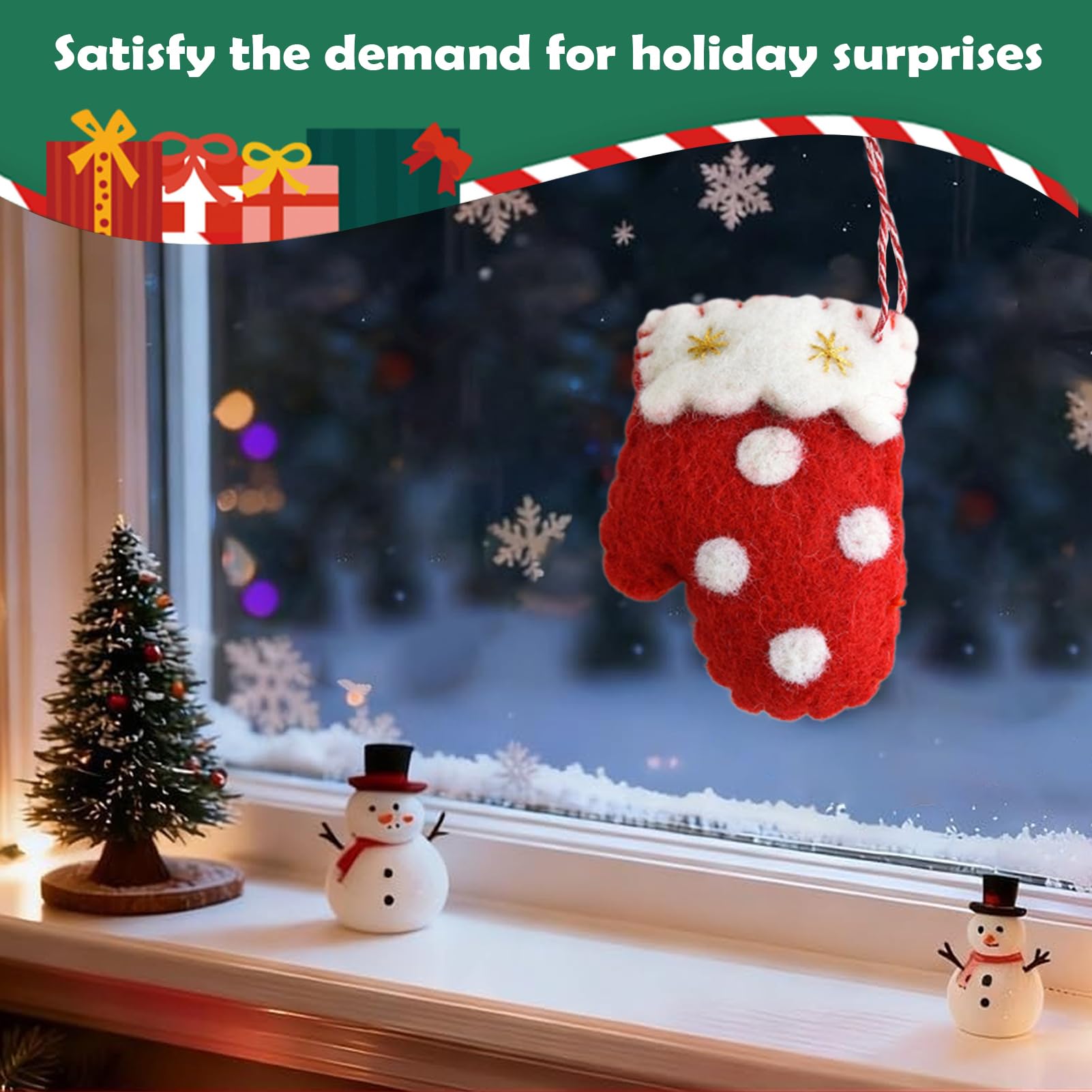 Decoración de fieltro para árbol de Navidad, bonito colgante de calcetín suave para árbol, pared, alféizar de la ventana, puerta, sala de estar, dormitorio, balcón, decoración ideal para el hogar