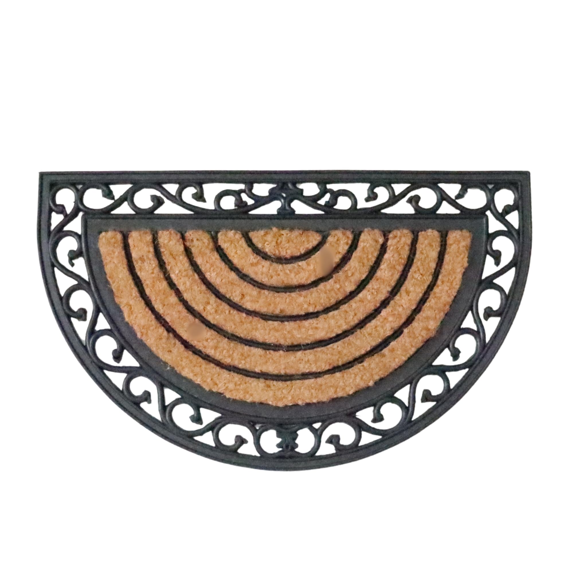 Elvida Interiors Semi-Circular Wrought-Effect Rubber Coir Doormat
