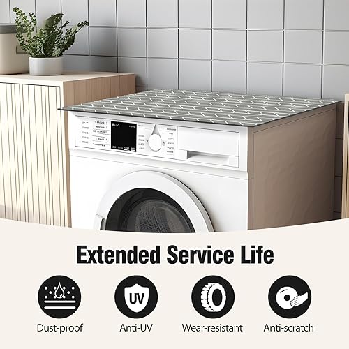 Miniatura 9 de 2 fundas para lavadora y secadora para la parte superior, 27 x 27 pulgadas, antideslizante, de silicona, para lavadora, secadora, a prueba de polvo
