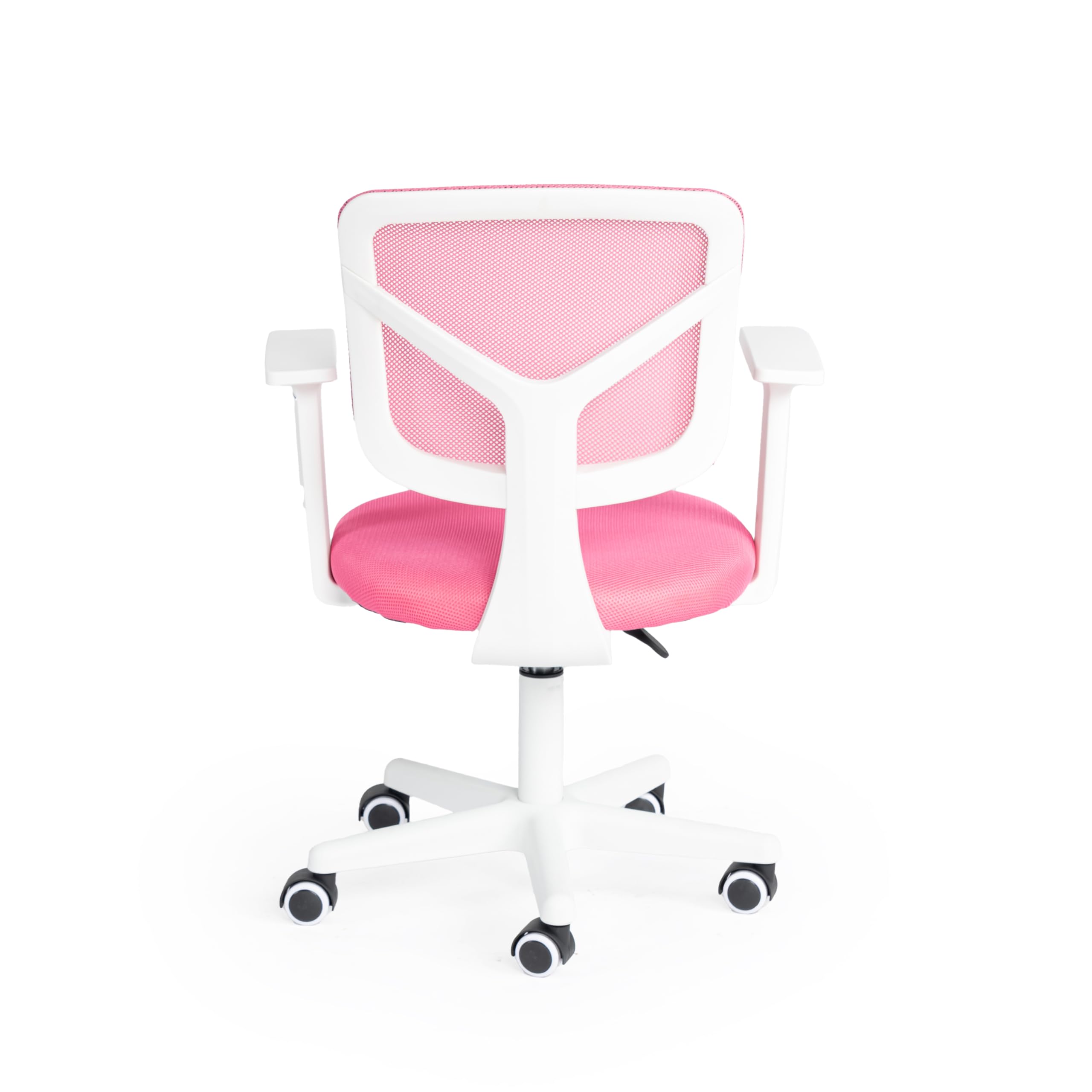 FurnitureR Chaise de Bureau pour Enfants, Chaise D'ordinateur pour Jeunes/Adolescents avec Maille Respirante, Pivotante Seat D'étude Réglable en Hauteur avec Accoudoirs, Rose 50 x 53 x 87cm