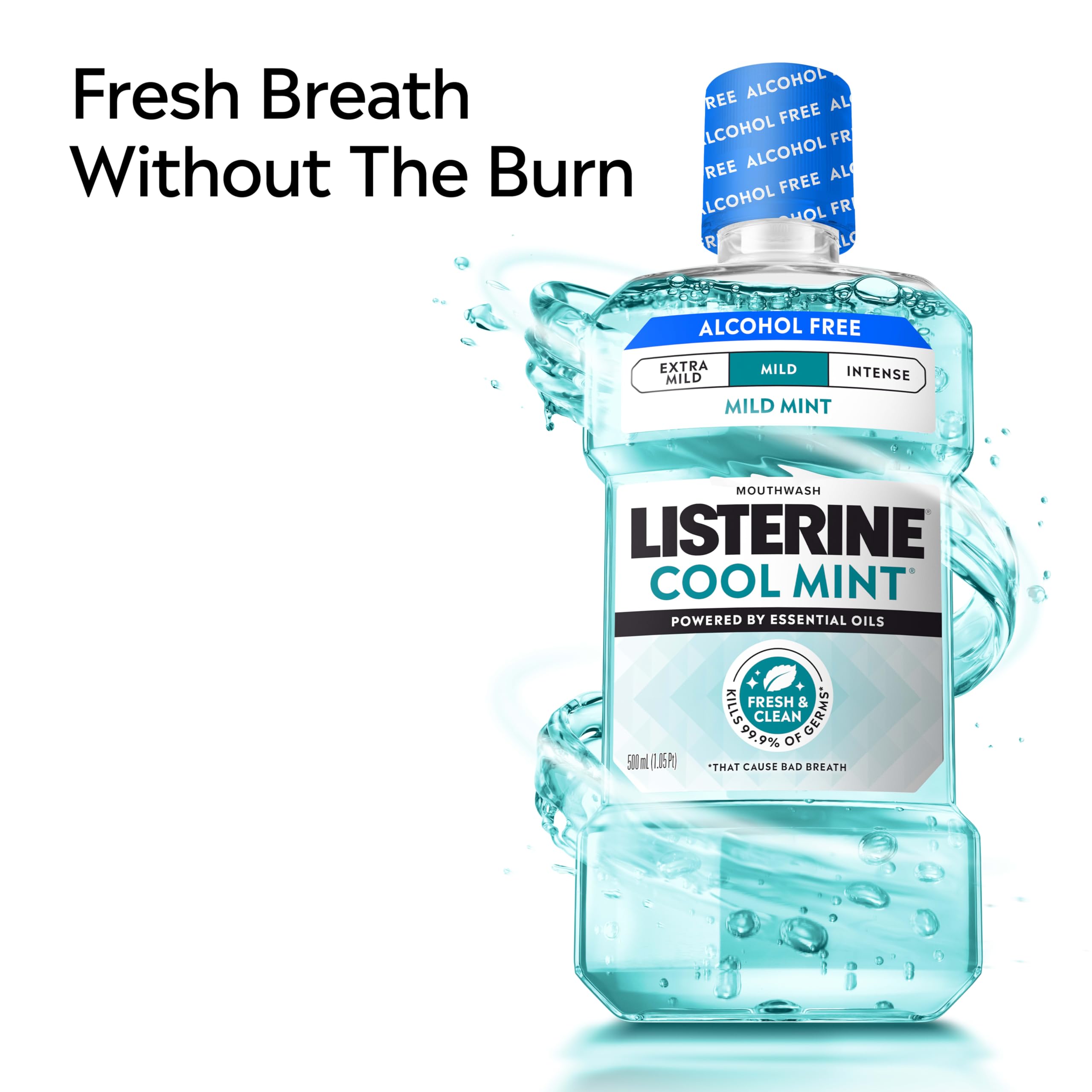 Listerine Cool Mint Alcohol-Free Mouthwash - 1 Liter -3 Listerine Cool Mint Alcohol-Free Mouthwash - 1 Liter -3