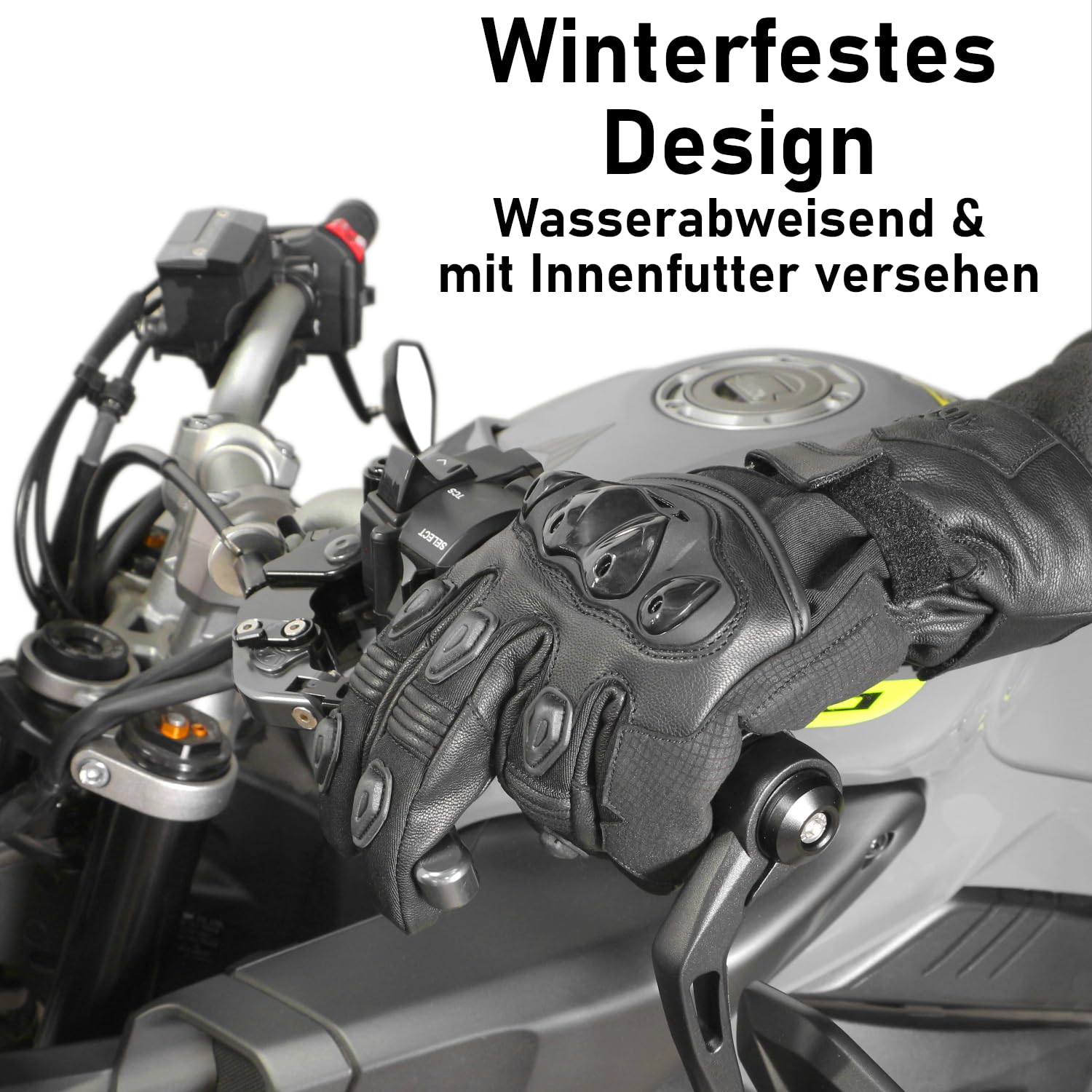 Area1 Motorradhandschuhe Leder gefüttert, Sommer & Winter geeignet, Knöchelschutz, atmungsaktiv, rutschfeste Innenfläche, Motorrad Handschuhe Herren Damen Schwarz (Größe M-XXL)