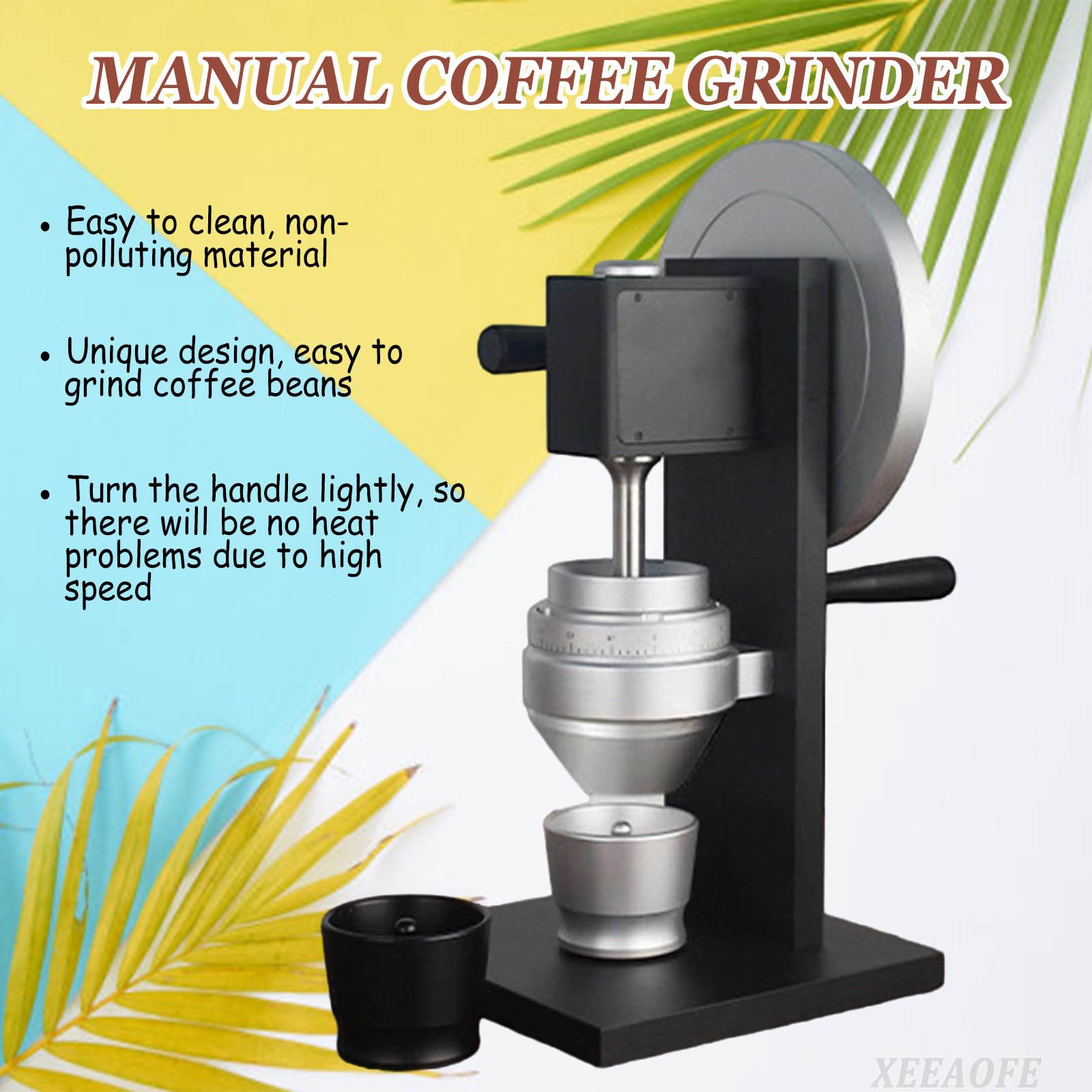 Młynek Żarnowy do Kawy, Ręczny Młynek z Precyzyjnymi Ustawieniami Mielenia, Młynki do Ziaren Kawy z Korbą Ręczną do Espresso/Drip/Cold Brew/French Press