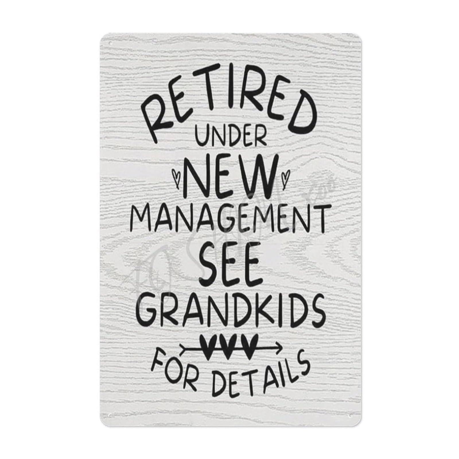 MQXFCZUX Funny Retirement Tin Sign Retired Under Management See Grandkids for Details Humorous Metal Wall Decor for Office Home Farmhouse or Man Cave 8 X 12 inch