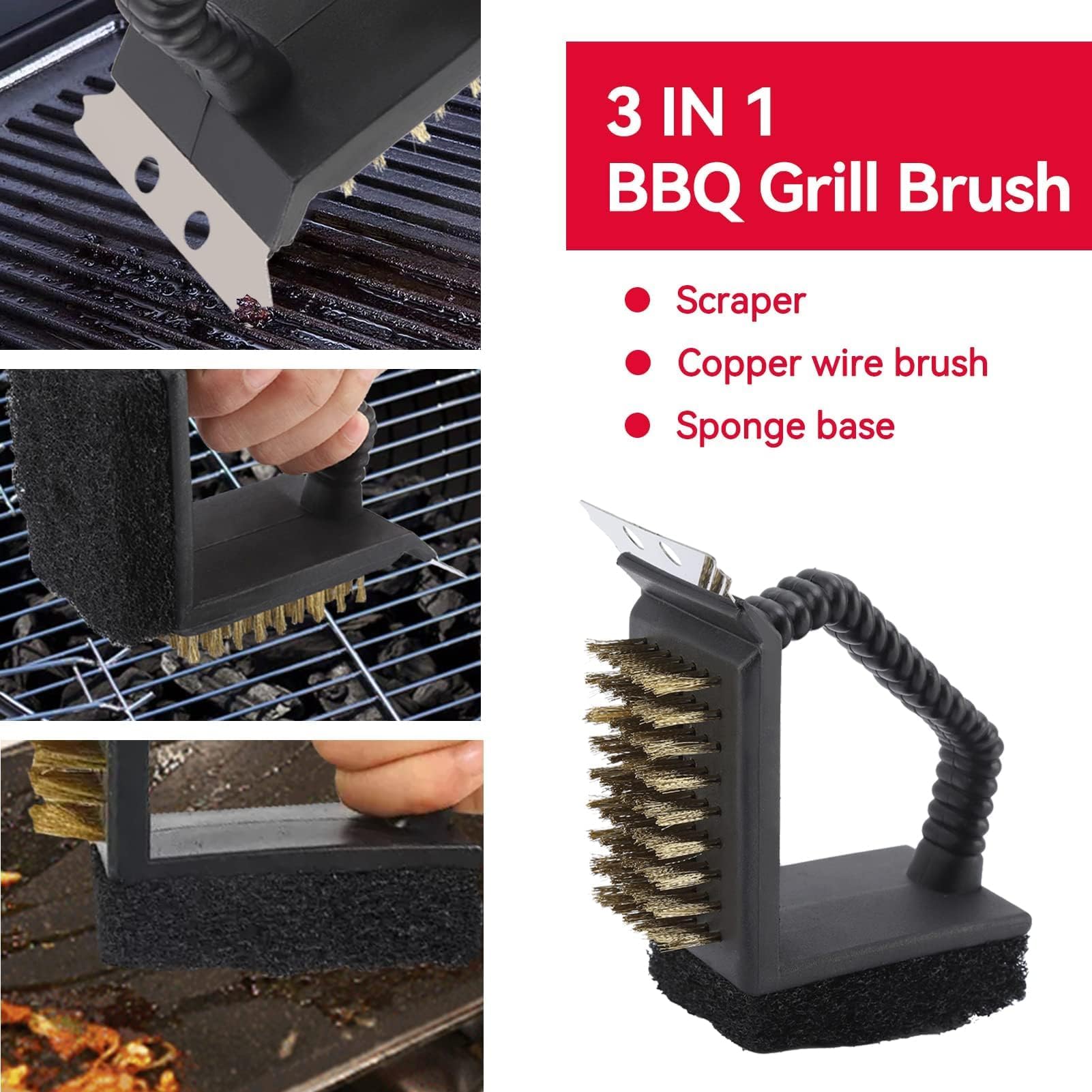 Cepillo De Limpieza Para Parrilla, Raspador De Cerdas De Ace | Cuotas Sin Interés