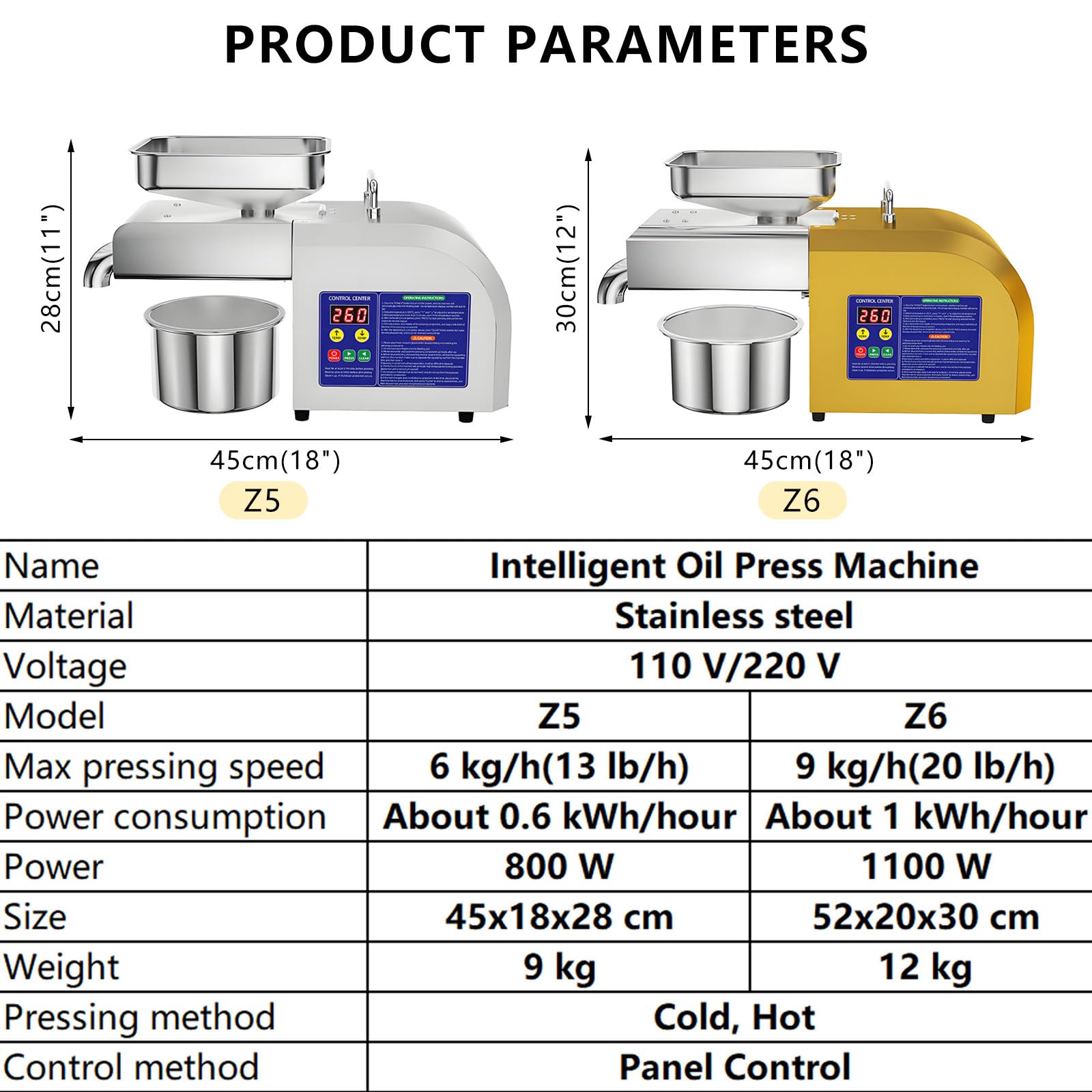 Professionelle SojaöLpresse FüR WeißEs/Schwarzes SesamöL, 6 Kg/H Bis 9 Kg/H, Edelstahl, Hohe Leistung, 40–300 °C Einstellbar 9kg/h
