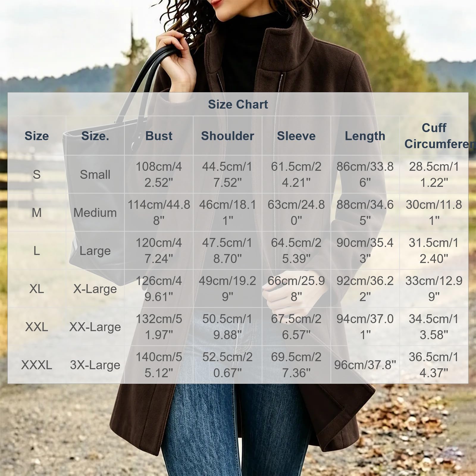 Generisch Winter Damen Wollmantel Stehkragen Freizeitjacke Lange Trenchcoat