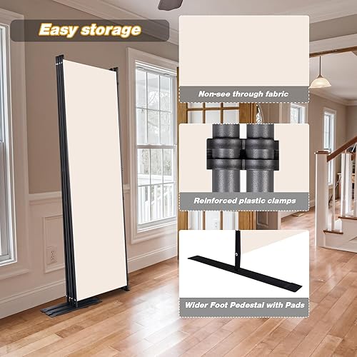 Vista 4 de Divisor de habitación, 4 paneles plegables de privacidad con pies de soporte más anchos, partición de habitación portátil de 6 pies para separador