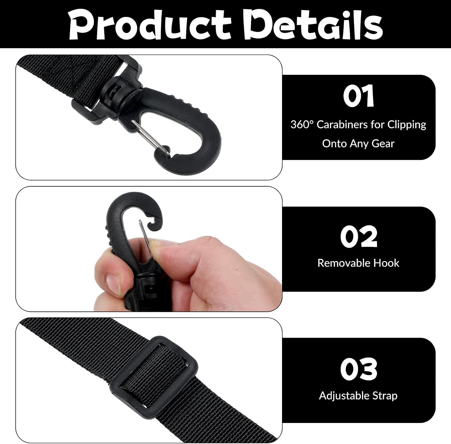 Adjustable Replacement Shoulder Strap, 60 Inch Universal Straps with Clips on Both Ends for Laptop Messenger Bag Briefcase Crossbody Bag Luggage Duffel