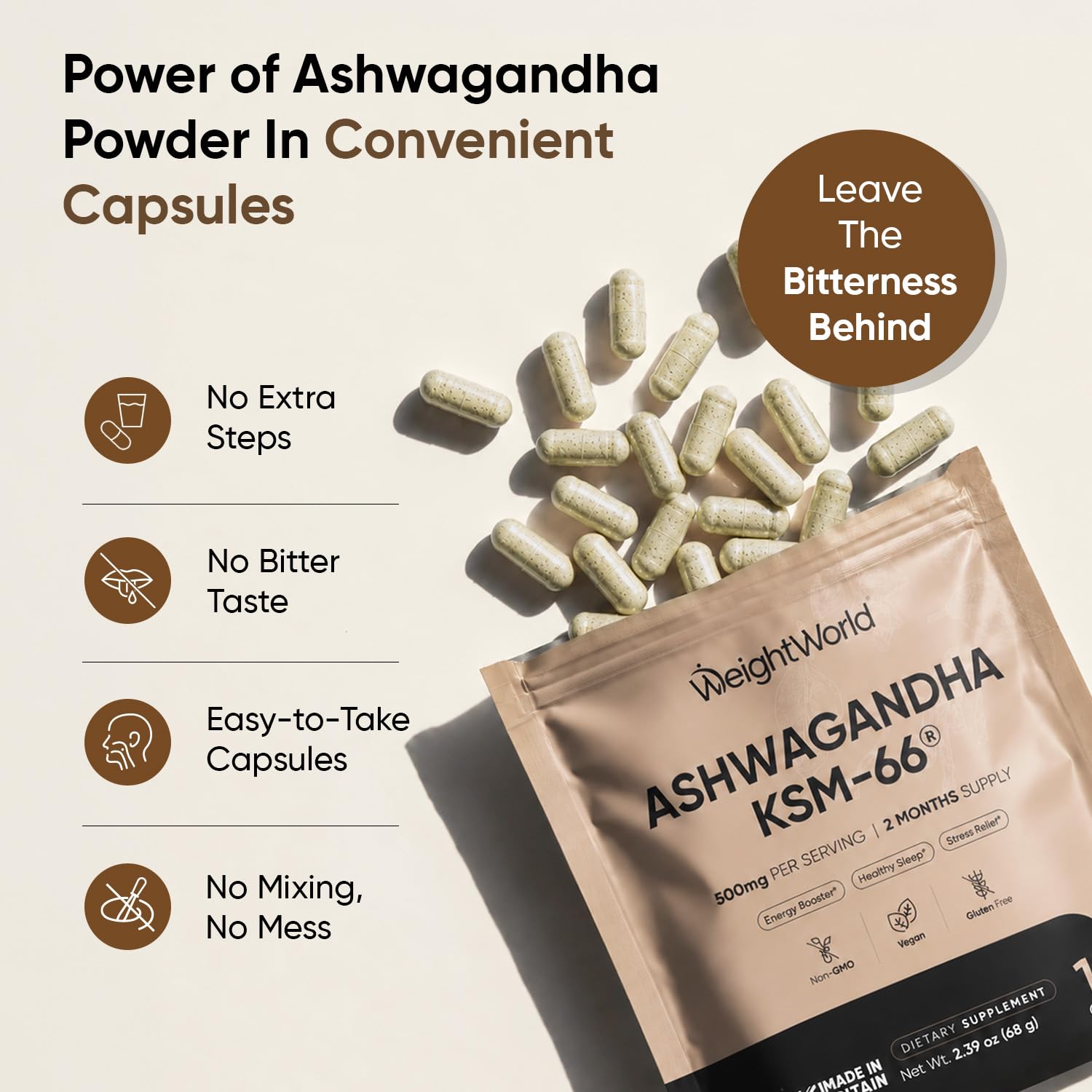 WeightWorld Ashwagandha KSM 66 Capsules | Black Pepper Extract & Vitamin B6 — Amazon image 8