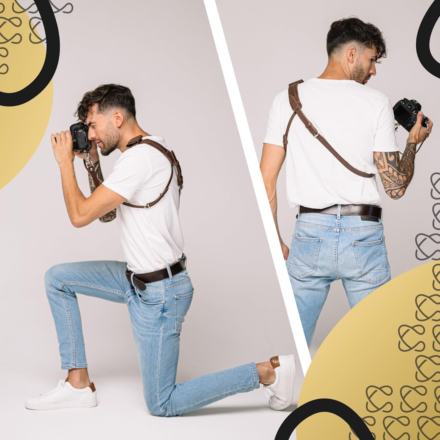 C Coiro Leather Camera Strap for One Camera Professional Single Leather Harness Shoulder Strap Quick Release