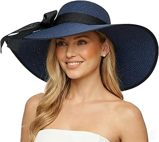 Beach Hats for Women Big Straw Wide Brim Summer Hat Floppy Foldable Roll up Cap Sun Hat UPF 50+