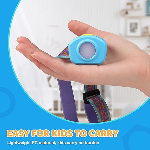 Miniatura 9 de EverBrite Linterna frontal LED recargable para niños con modo RGB y diadema ajustable, 3 modos de faros multicolor para niños, lámpara de cabeza