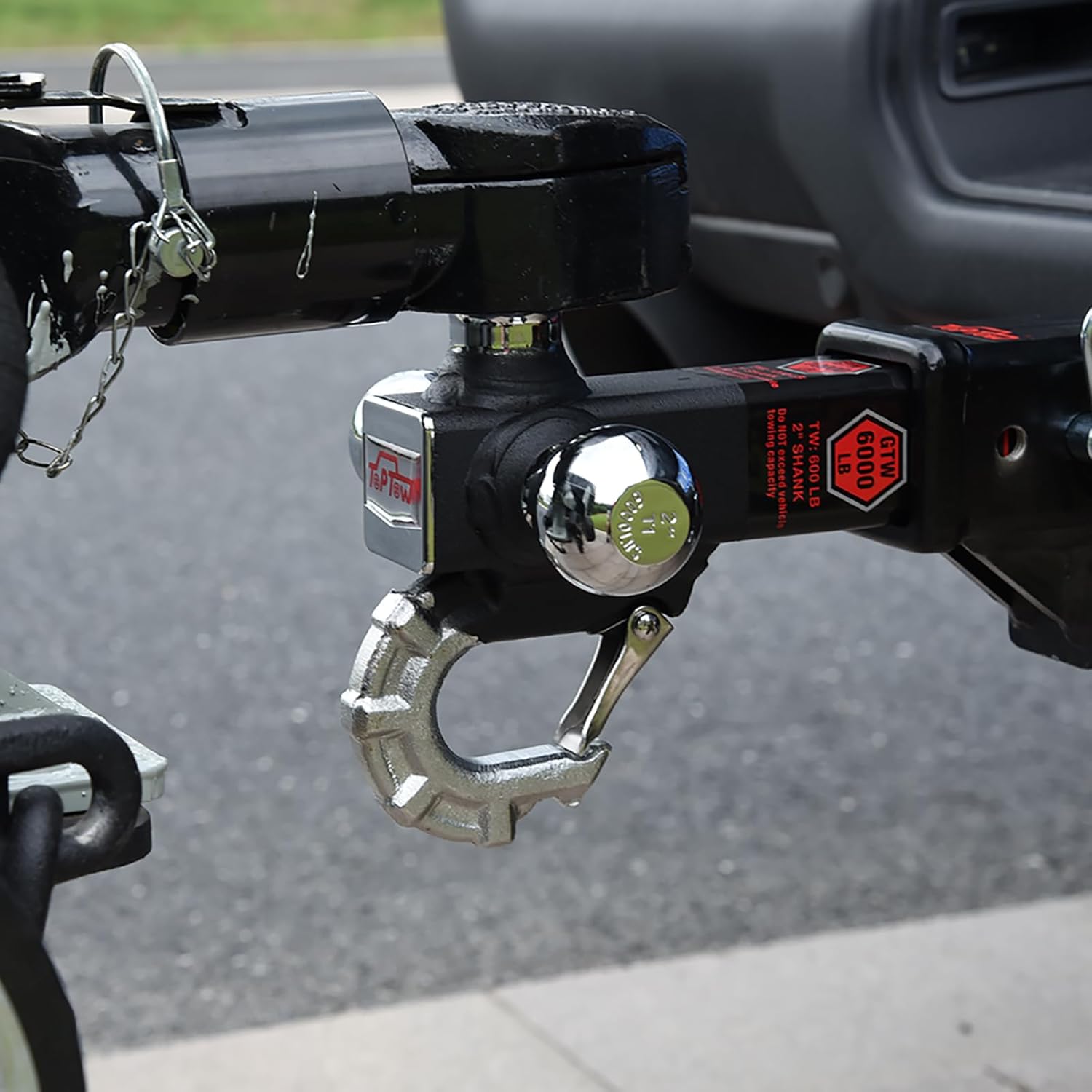 TOPTOW Trailer Hitch Tri-Ball Hitch Mount with Beast Tow Hook Chrome Hitch Balls Fits 2-inch Receiver - Image 3