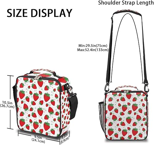 Miniatura 3 de CFPolar Lonchera de fresas, bonita, duradera, aislada, a prueba de fugas, portátil, multifuncional