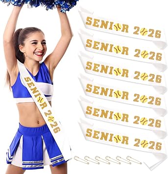 Serencatcher 6Pcs Softball Senior 2026 Satin Sashes, Senior Softball Sash 2026 Senior Night Party Decorations, Cheer Senior Graduation Cheerleader Sashes for 2026 Softball Graduation Party Decorations