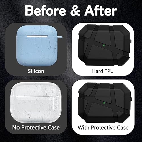 Miniatura 5 de CCSmall Funda de armadura para AirPods Pro 2 con llavero de pulsera para hombres, funda protectora de silicona de cuerpo completo para Apple AirPods