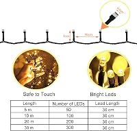 MOLVCE Elemes Tündérfény 2db 50 LED 5m Kültéri-Beltéri Fényfüzér Időzítővel - 8 Világítási Mód, Vízálló, Meleg Fehér, Zöld Kábel 2