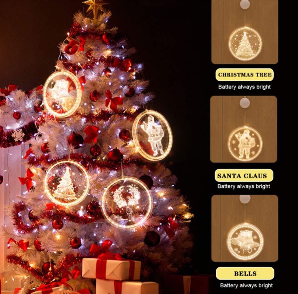 Luces de noche de Navidad colgantes, 5 luces de cortina 3D con control remoto para exteriores, luces de cadena para interiores, lámpara de cadena de hadas para ventana, luces de decoración de Navidad