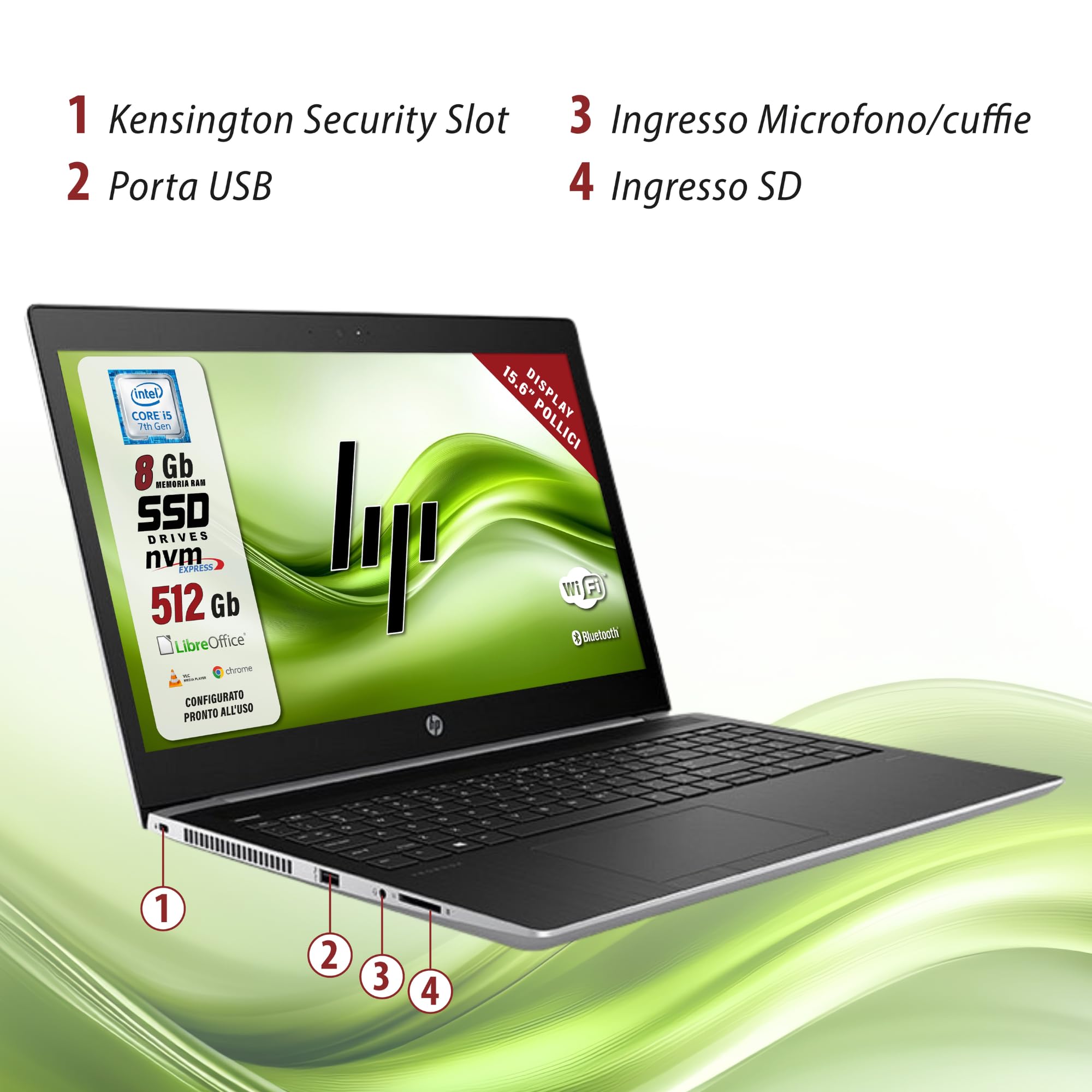 HP Probook 450 G5 - Pc Portatile intel i5-7200u 2.5Ghz 2 Core