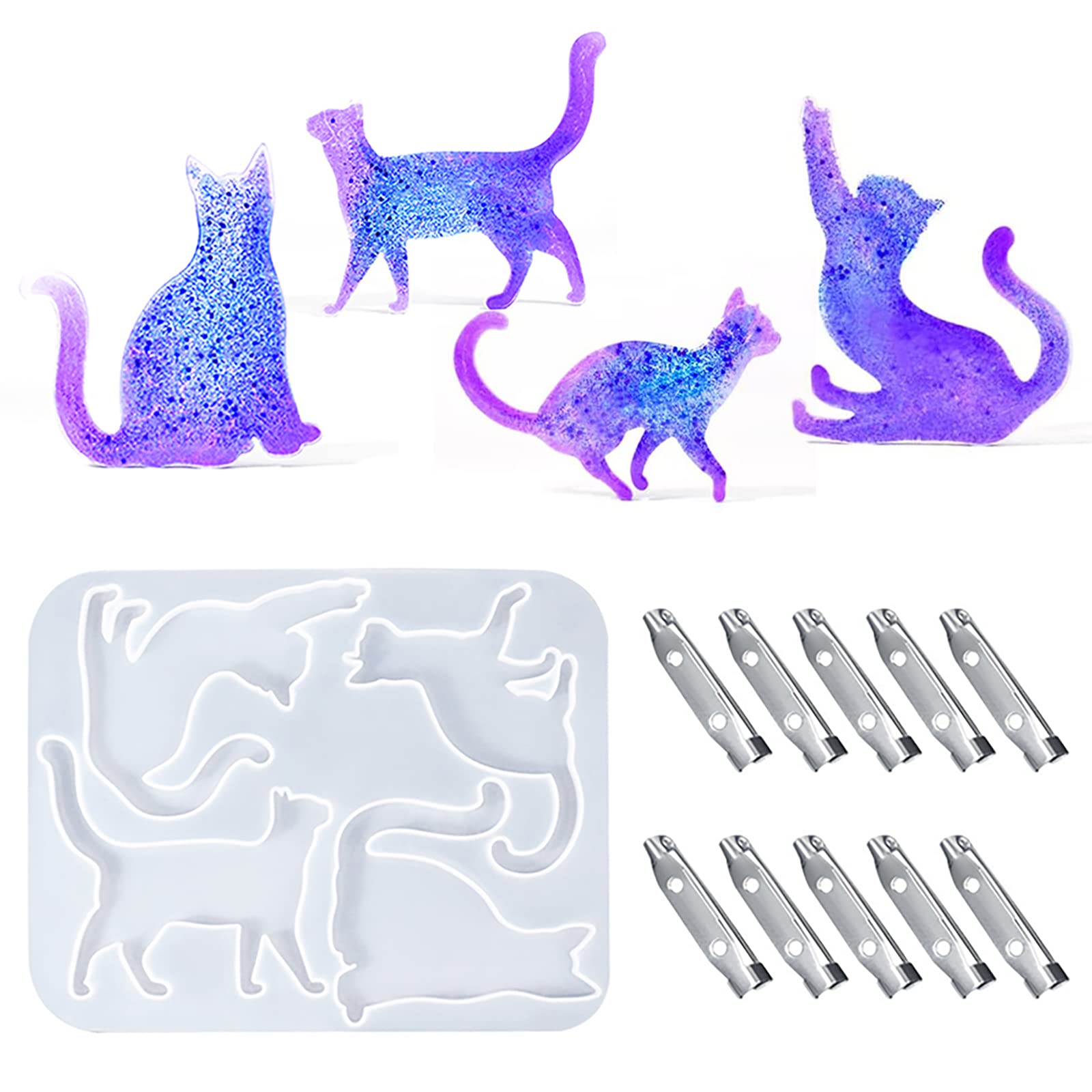 Koonafy Kitten Hanger Siliconen Mal Kat Hars Mallen Epoxy Hars Kat Hanger Siliconen Mallen Verschillende Poses Diy Casting Dieren Maken Handgemaakte