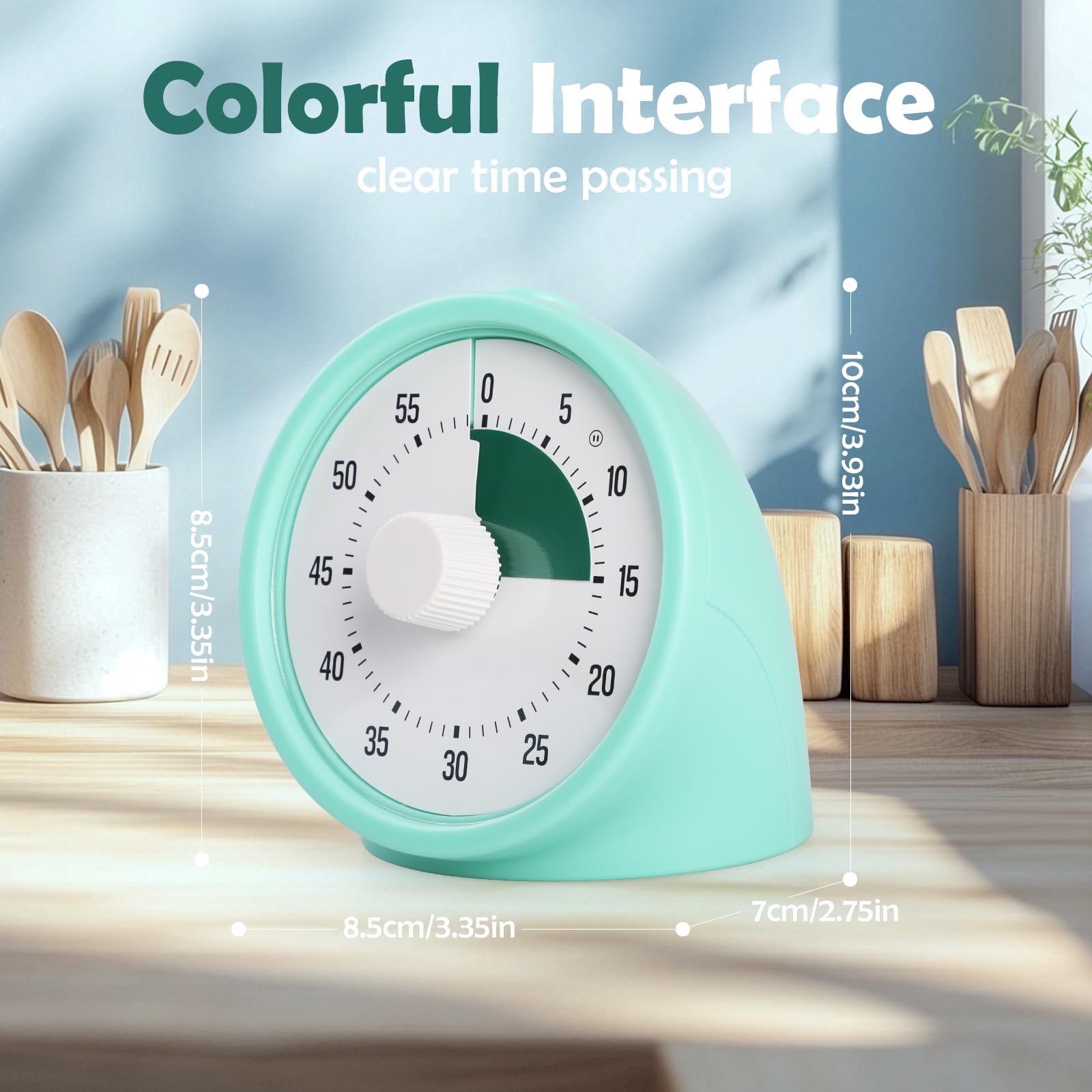 GeeRic Visuele timer van 60 minuten voor kinderen, stil, countdown met kleurenwijzerplaat en knipperlicht, analoge timer zonder tikken voor klaslokaal en thuis, roze