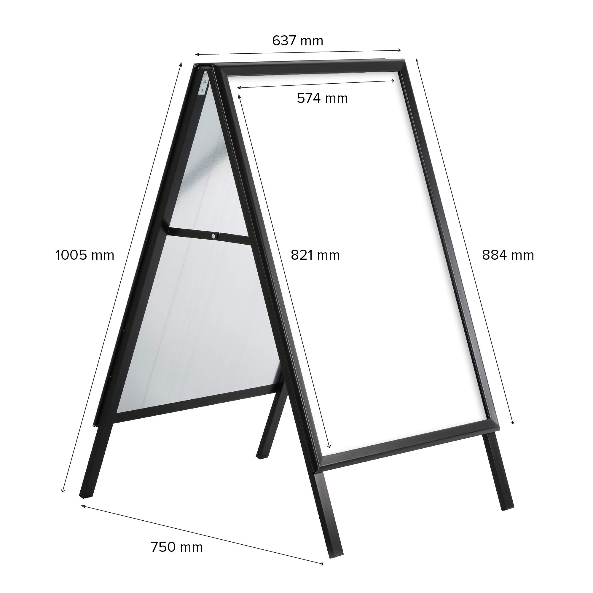Kundenstopper DIN A1 | Gehweg Aufsteller mit 32mm Profil in schwarz | Preisschilder Aufsteller, Plakatständer, kundenstopper wetterfest, Bilderrahmen A1