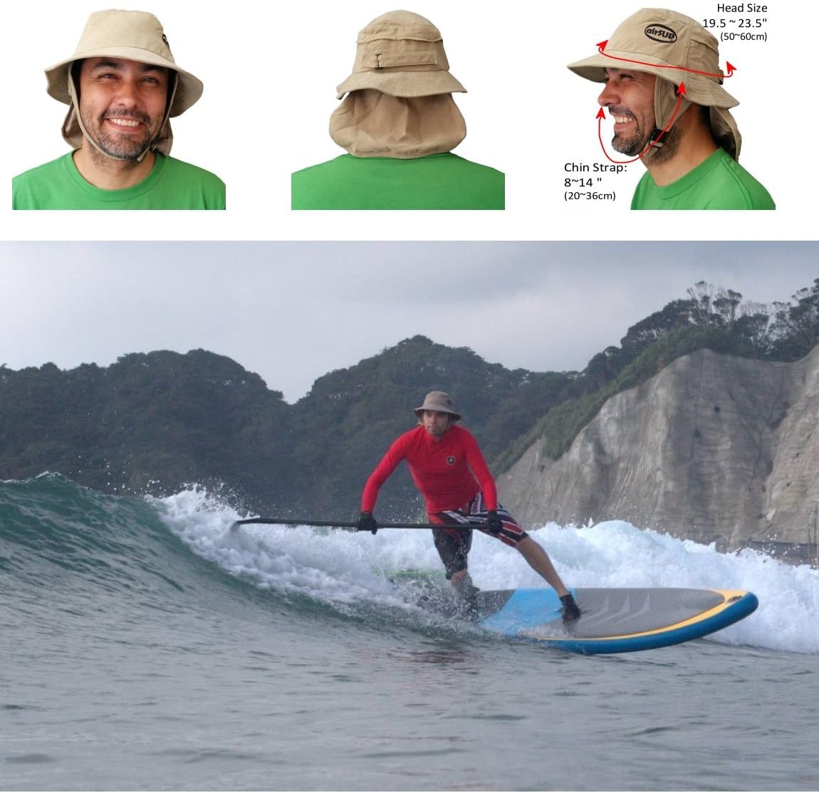 Bucket Hat for Stand Up Paddle Surf & Sun Protection Wide Brim Fast Drying Polyester