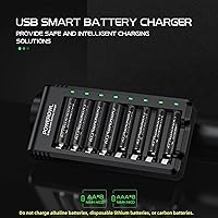 Vista 2 de POWEROWL 8 Bay AA AAA Battery Charger, USB High-Speed Charging, Independent Slot, for Ni-MH Rechargeable Batteries, No Adapter