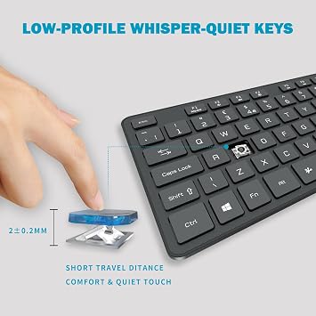 Slim USB Wired Keyboard, Soft Touch and Quiet Key for PC, Laptop and Computer, Full Size QWERTY UK Layout - Black