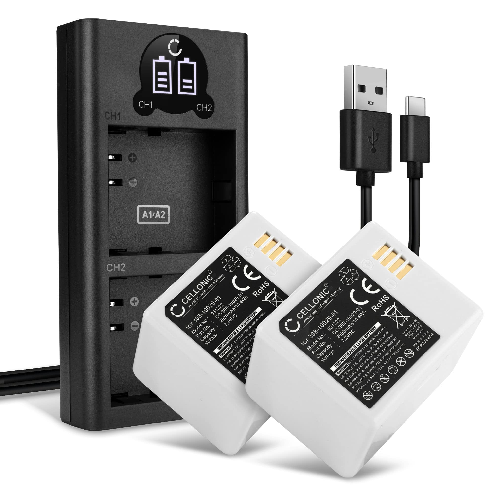 Dubbele oplader met display geschikt voor 1-2 batterij voor Arlo, NETGEAR 308-10029-01 | ARLO-2
