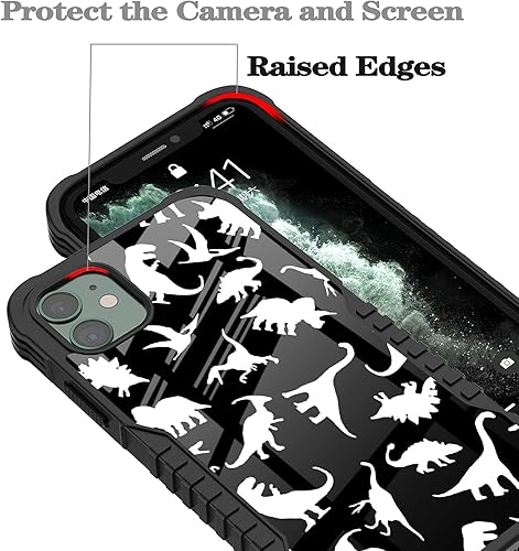 Miniatura 4 de Funda compatible con iPhone 11, bonito diseño de dinosaurio para mujer, esquinas a prueba de golpes, antiarañazos, antideslizante, funda protectora