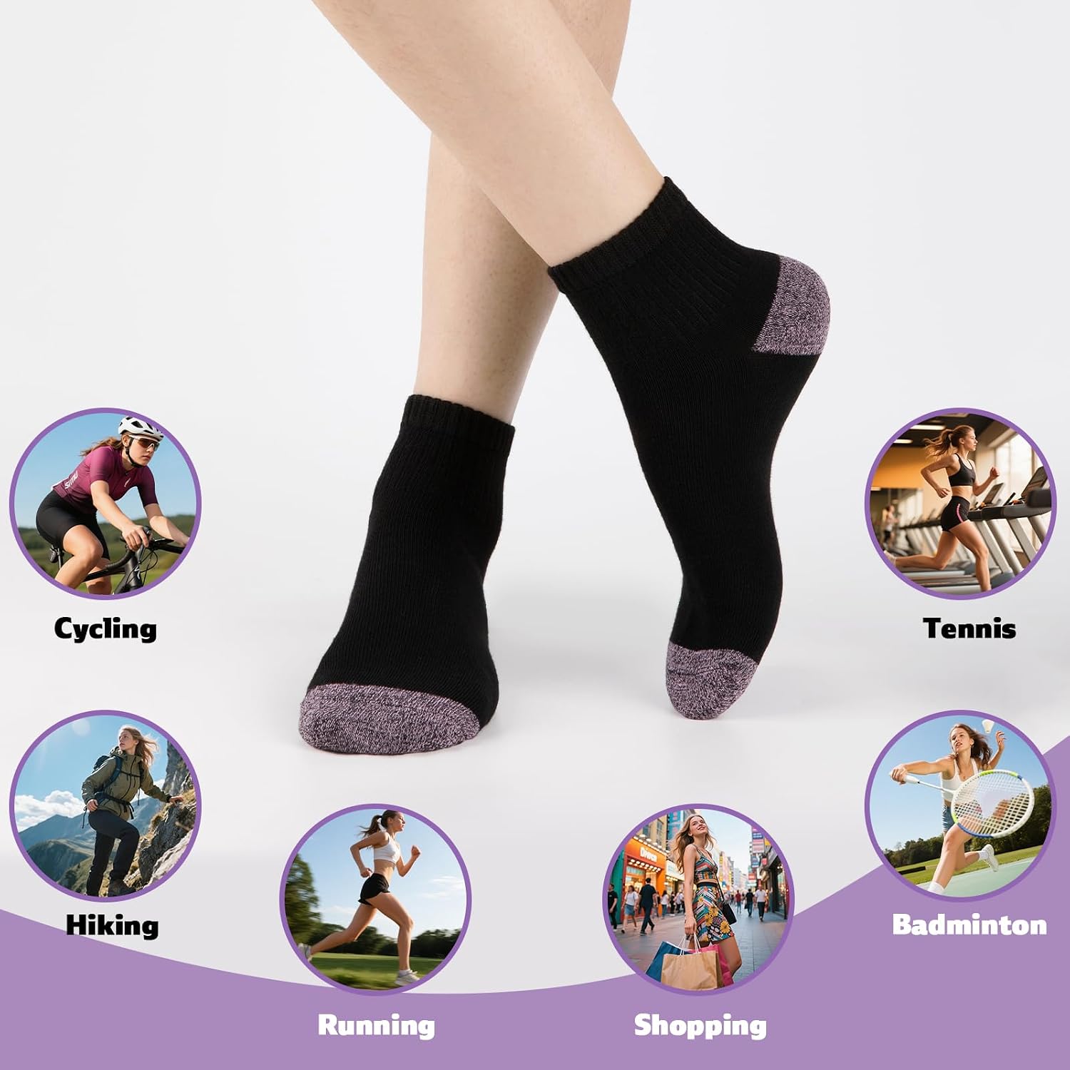 20 Pairs Ankle Socks for Women, Thin Athletic socks women, Running, Breathable In Bulk Sock, Classical Sock Size 5-10
