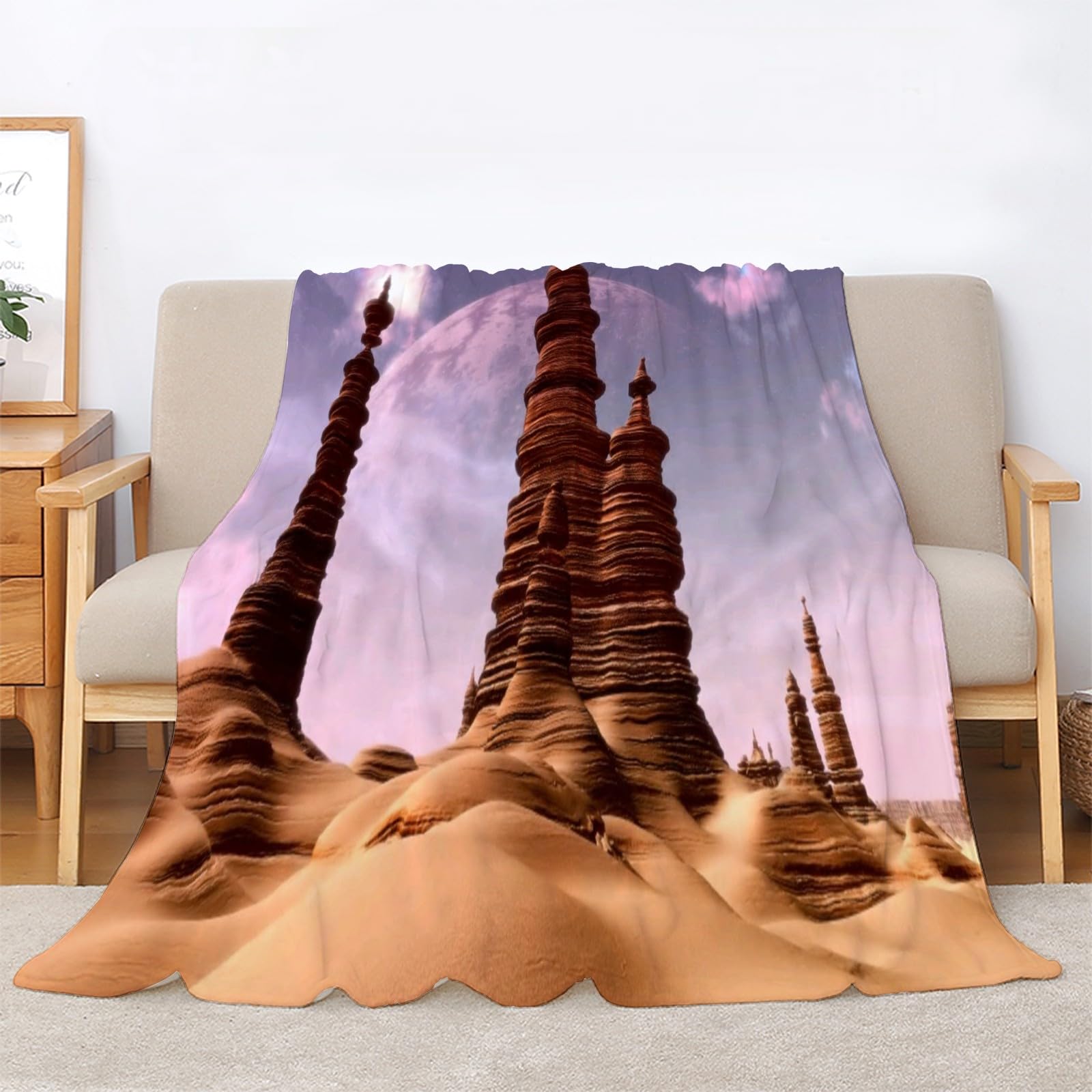 Koc pustyni Rzeźba Koc Łóżko Pojedyncze Ciepły Miękki Koc Sofa Puszysty Flanelowy 180 x 200 cm Na Wszystkie Pory Roku