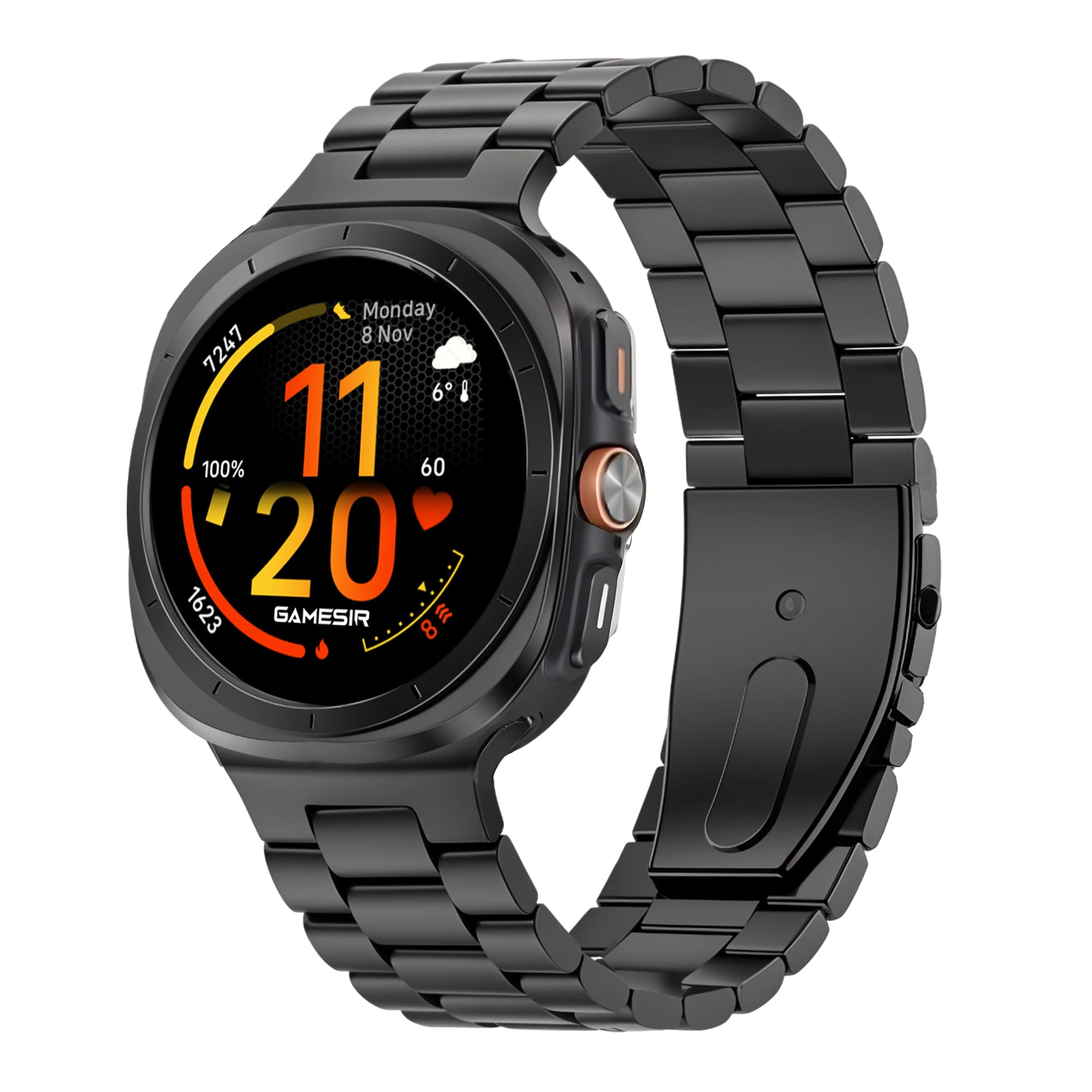 GameSir Xtra Storm, 1.5'' LTE Smartwatch, Advanced Fitness & Navigation, 100h Battery, IP68, BP/ECG Monitor, BT Calling, 100+ Sports Modes, Compatible with Android & iOS,Man & Woman (Metal-Black)
