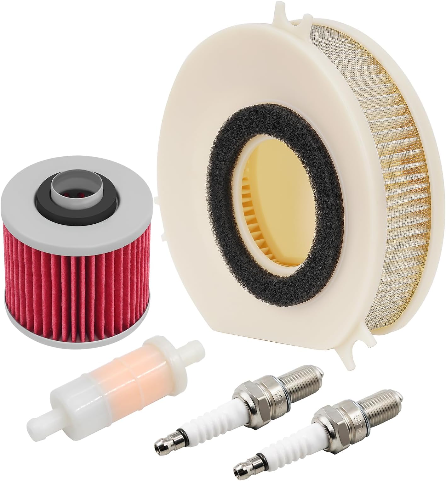 Motorcycle Air Filter & Oil Filter & Fuel Filter & Spark Plug Compatible with Yamaha XVS1100 Drag Star Classic 1999-2005 XVS1100 V-Star Custom Silverado 2002-2009 Midnight Custom 2007-2009