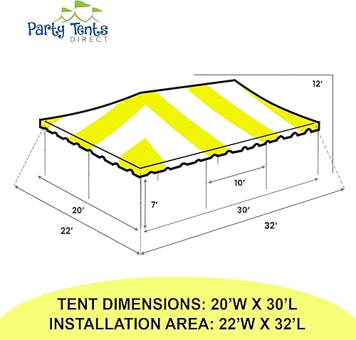 Miniatura 10 de Party Tents Direct Tienda de campaña de 20 x 30 pies para fin de semana (verdeblanco) con bolsa de almacenamiento, tiendas de campaña para fiestas,