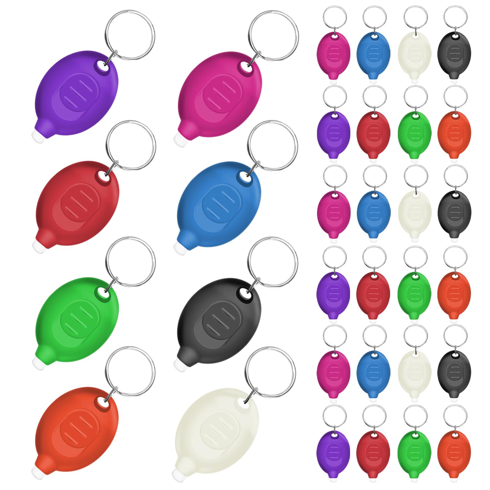 Mini LED Keychain Flashlight, Ultra Bright Tiny Flashlight, Small Keychain Flashlight White Light, Micro Pocket Key Ring LED Flashlight for Emergency Lighting - Multicolor Shell (32PCS)