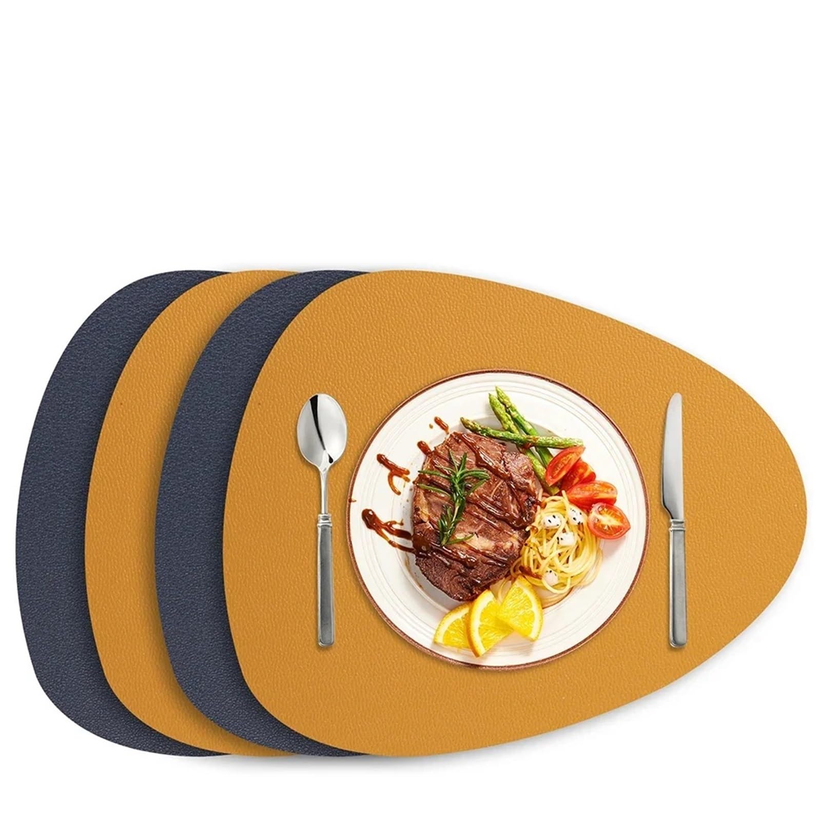 Décoration de Table, Sets de Table, Ensemble de 4 Sets de Table et Dessous de Verre Double Face en PU résistant à la Chaleur pour la Cuisine et Le Salon, compatibles avec Le Silicone