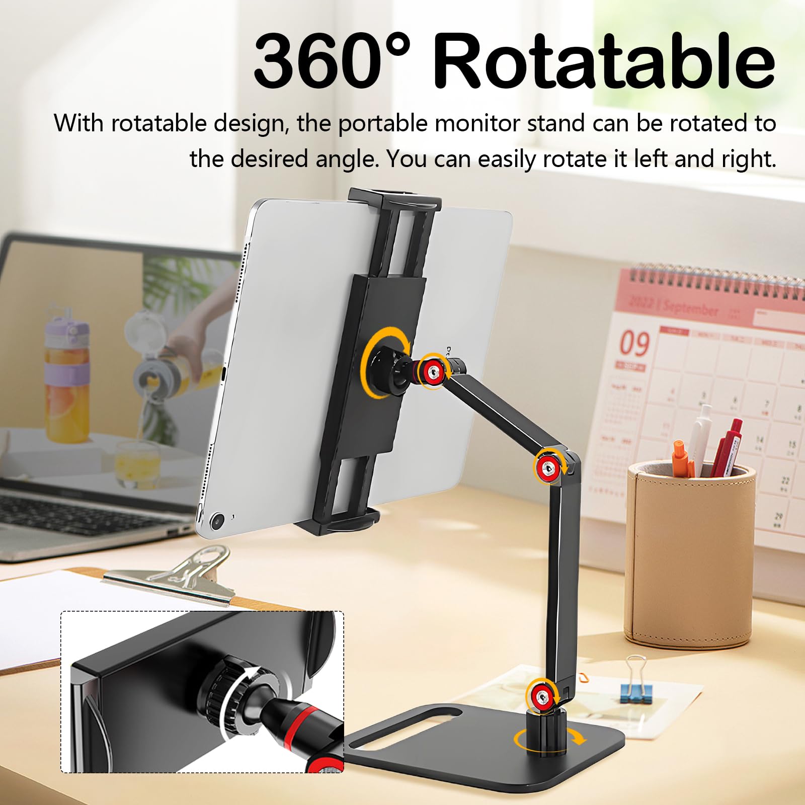 Supporto Monitor Portatile 12-17,3" Universale Estensibile Telefono Cellulare Tablet Tavolo Girevole 360° Regolabile